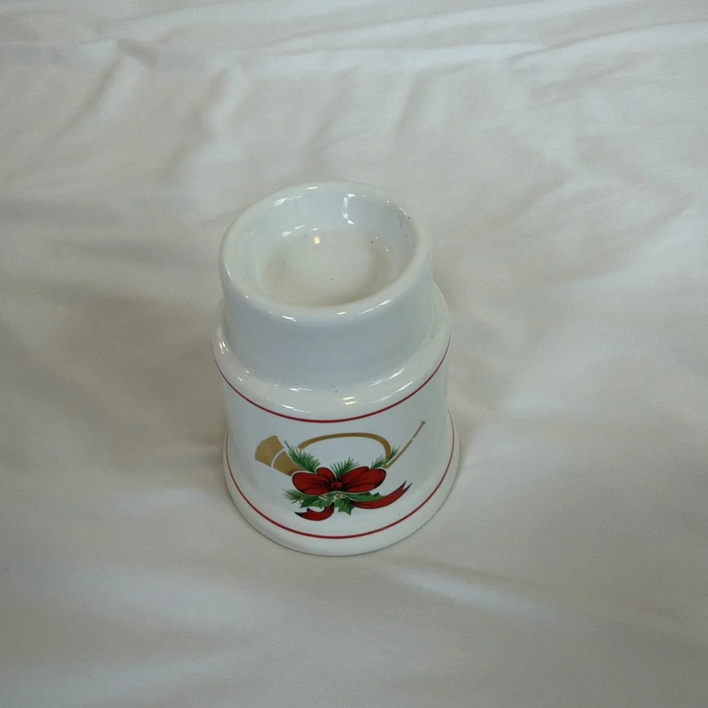 Vintage Chandelle Noel Christmas Tree Candle Lamp Clear Glass Shade Ceramic Base